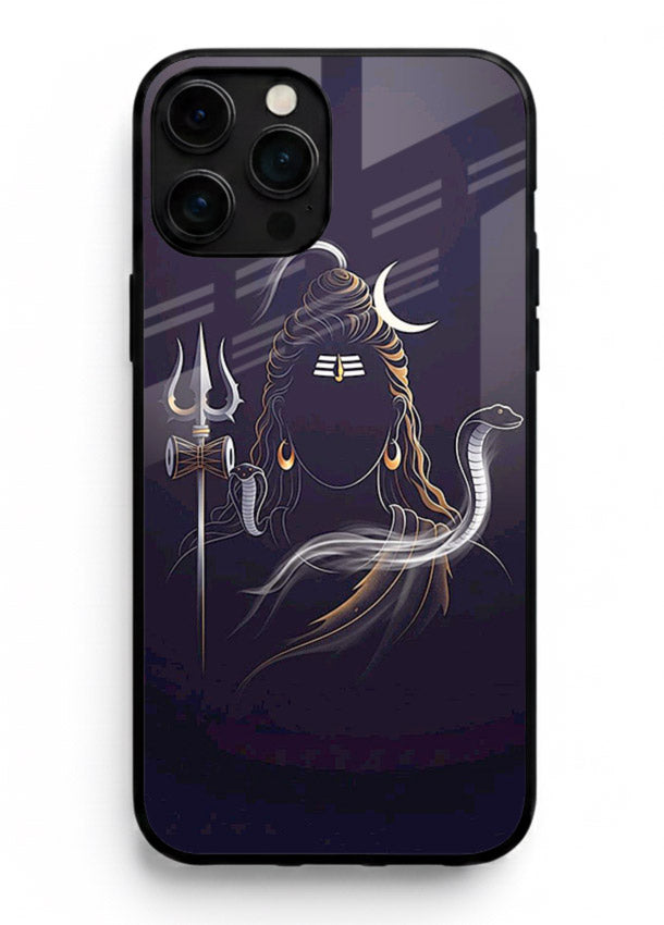 Shiva trishul dark power art iphone 16 pro max bold devotional glass case
