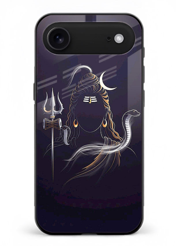 Shiva trishul dark power art iphone 17 air bold devotional glass case