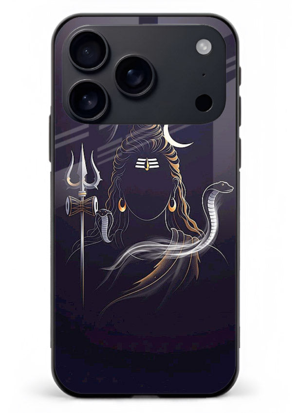 Shiva trishul dark power art iphone 18 pro max bold devotional glass case