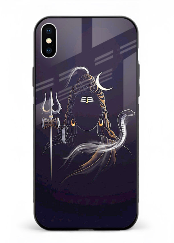 Shiva trishul dark power art iphone xs max bold devotional glass case