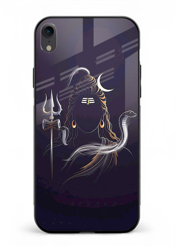 Shiva trishul dark power art iphone xr bold devotional glass case