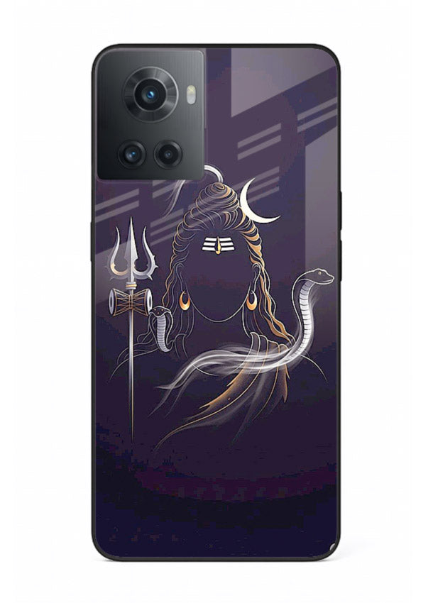 Shiva trishul dark power art OnePlus 10R bold devotional glass case