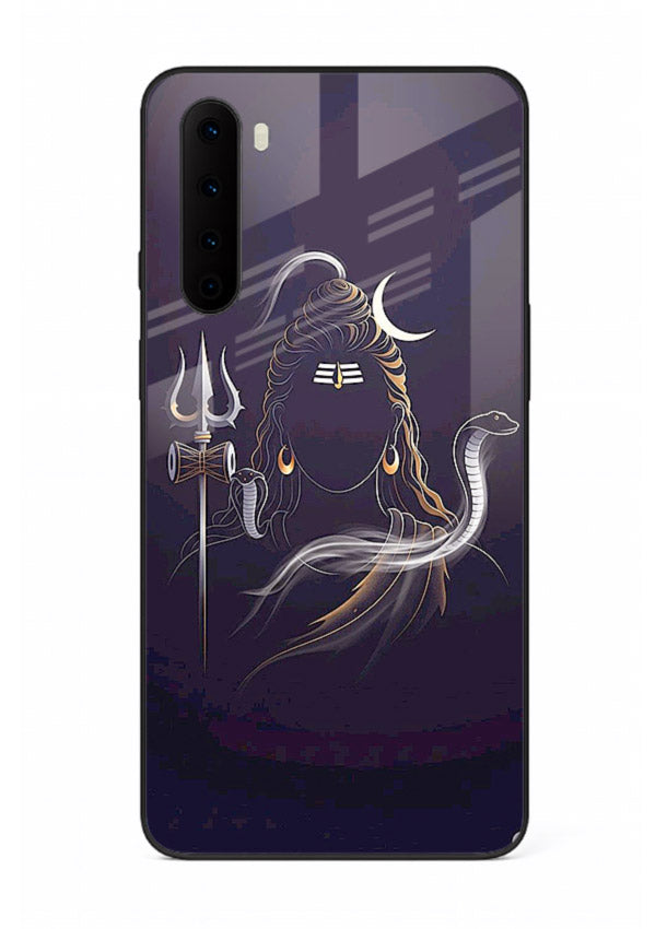 Shiva trishul dark power art OnePlus Nord bold devotional glass case