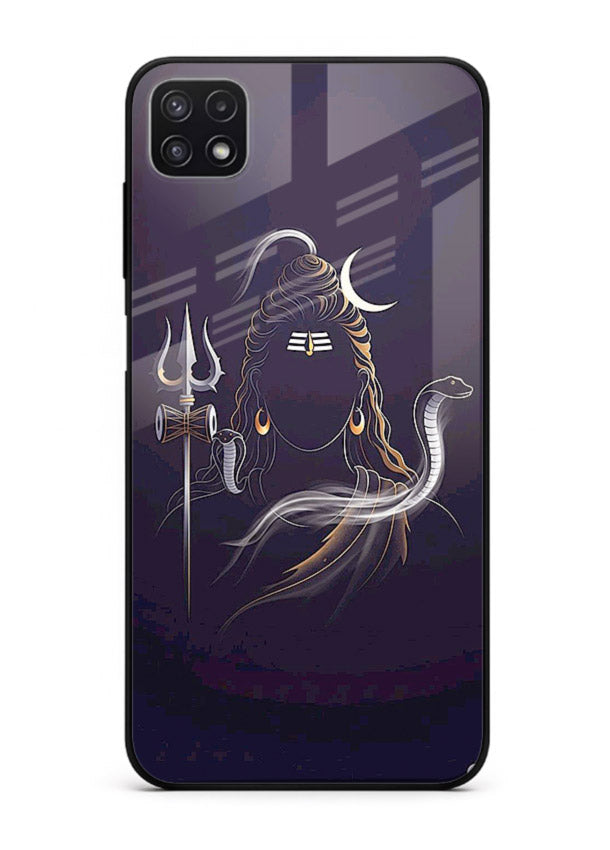 Shiva trishul dark power art Samsung A22 5G bold devotional glass case