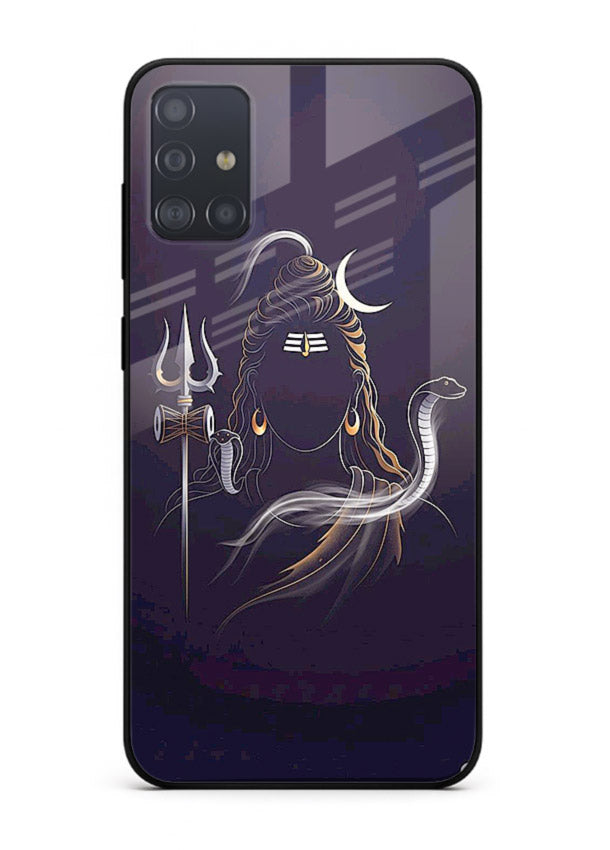 Shiva trishul dark power art Samsung A71 bold devotional glass case
