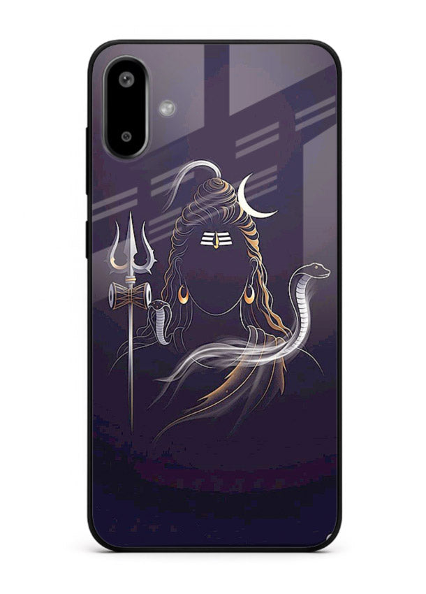Shiva trishul dark power art Samsung F06 5G bold devotional glass case