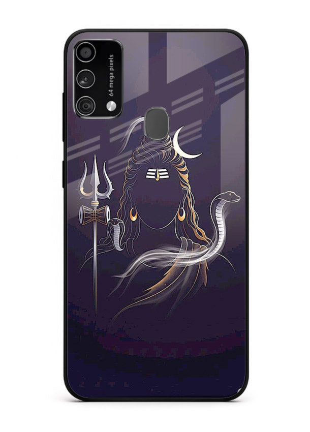 Shiva trishul dark power art Samsung F41 bold devotional glass case