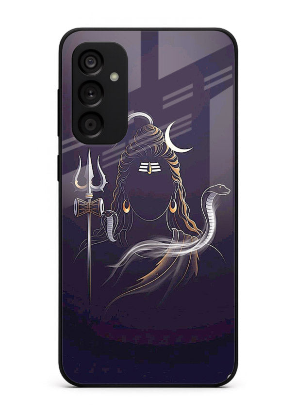 Shiva trishul dark power art Samsung F54 5G bold devotional glass case