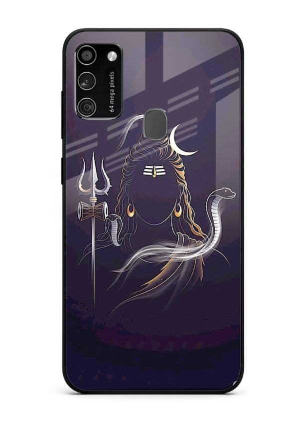 Shiva trishul dark power art Samsung M21 bold devotional glass case