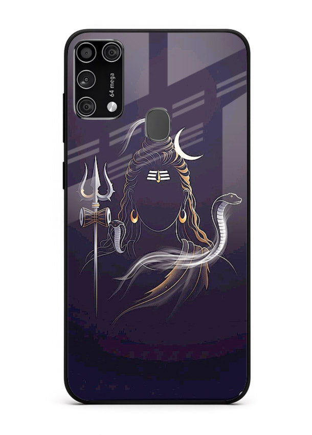 Shiva trishul dark power art Samsung M31 bold devotional glass case