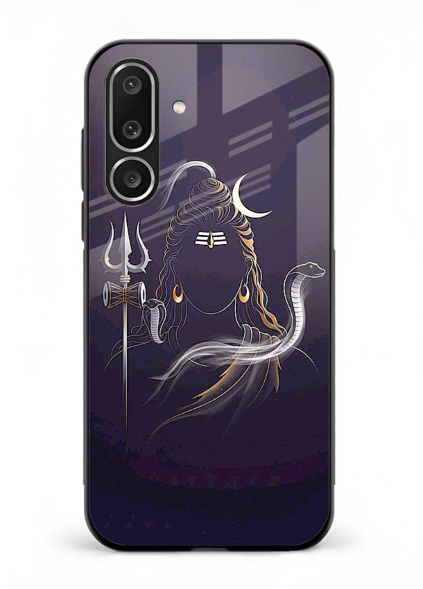 Shiva trishul dark power art Samsung F56 5G bold devotional glass case