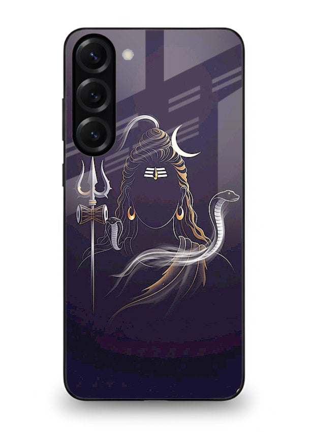 Shiva trishul dark power art Samsung S23 bold devotional glass case