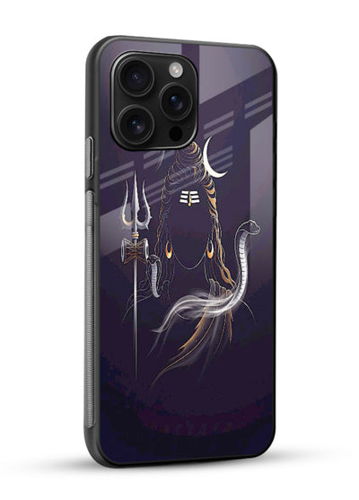 Shiva trishul dark power art glossy vibrant premium bold devotional glass case - Angle Side