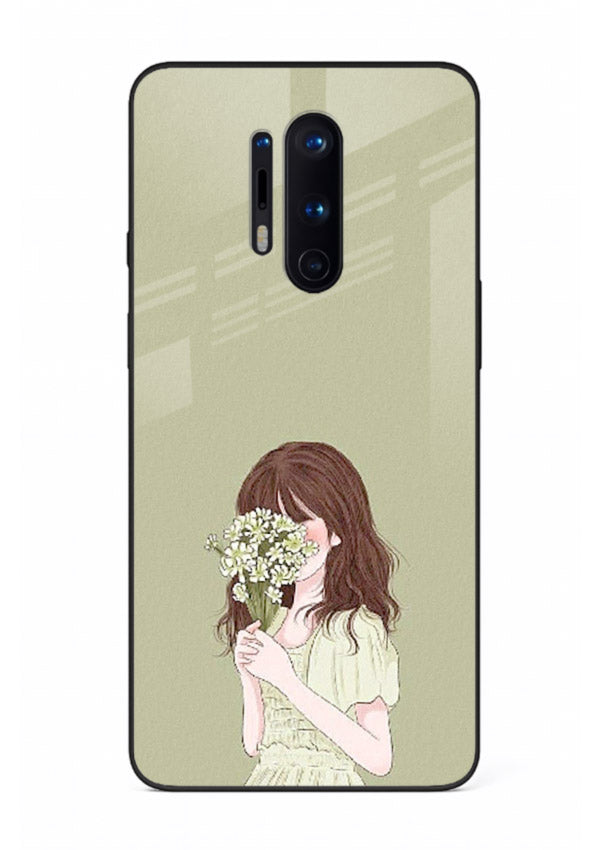 Shy Flower Girl soft floral artwork OnePlus 8 Pro glass back cover