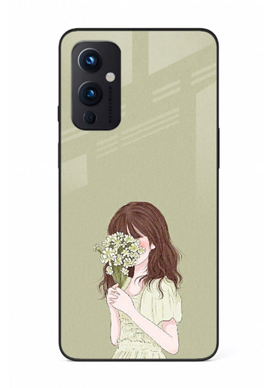 Shy Flower Girl soft floral artwork OnePlus 9 Pro glass back cover