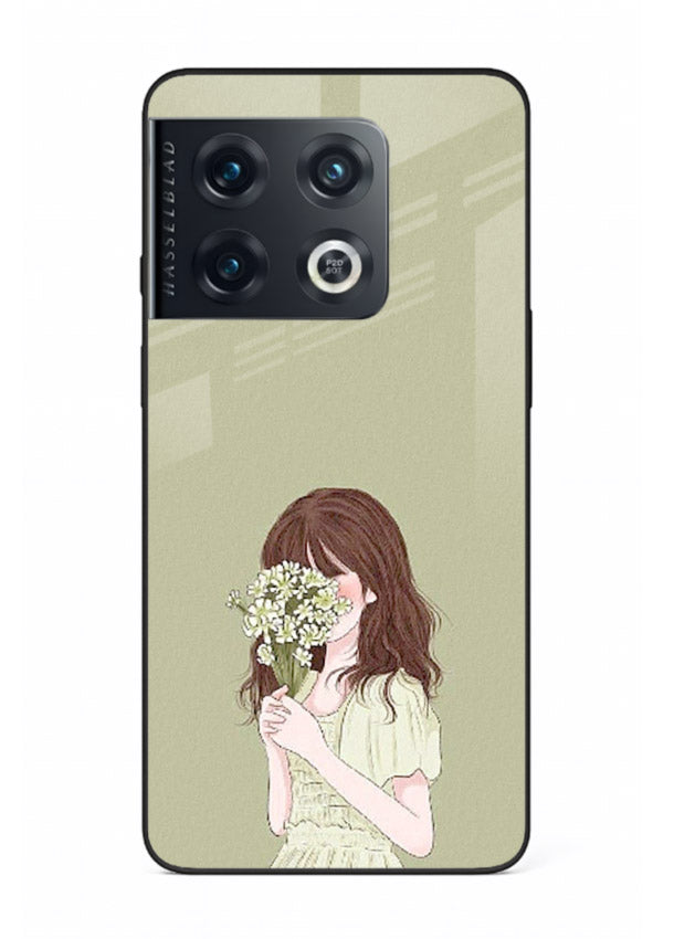 Shy Flower Girl soft floral artwork OnePlus 10 Pro glass back cover