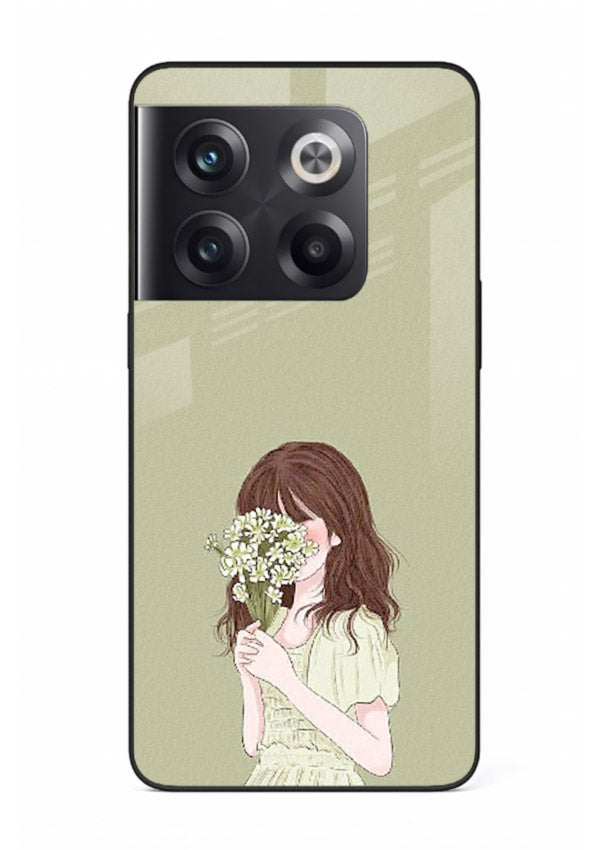 Shy Flower Girl soft floral artwork OnePlus 10T glass back cover