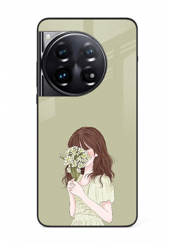 Shy Flower Girl soft floral artwork OnePlus 12 glass back cover
