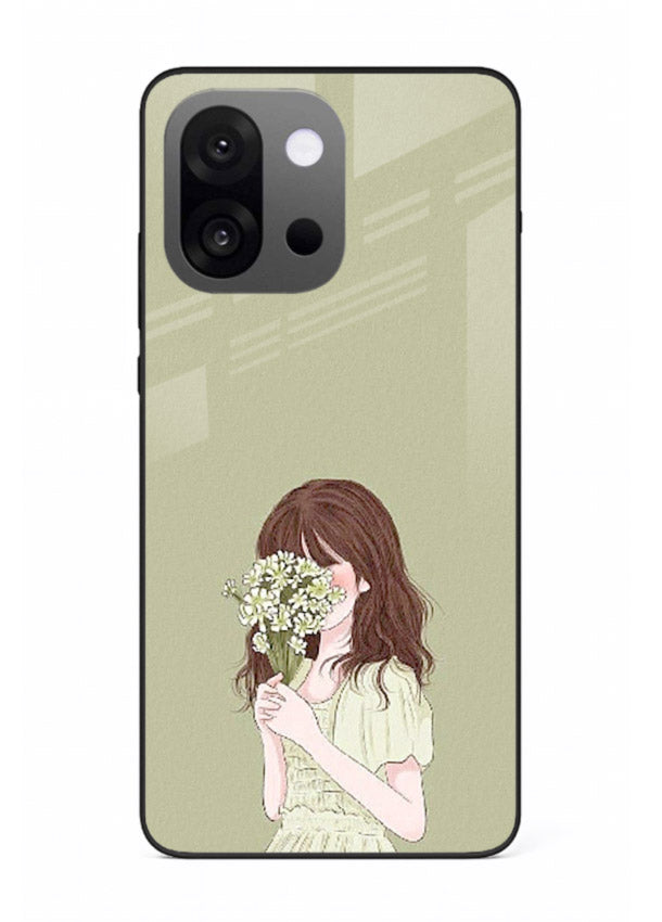 Shy Flower Girl soft floral artwork OnePlus 13s glass back cover