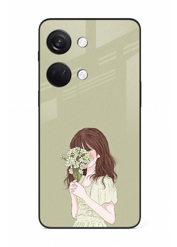 Shy Flower Girl soft floral artwork OnePlus Nord 3 glass back cover