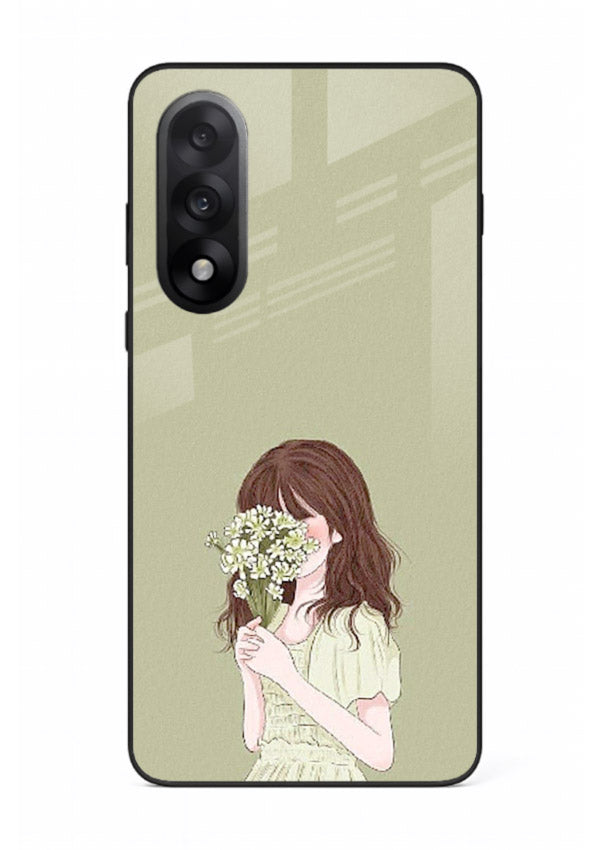 Shy Flower Girl soft floral artwork OnePlus Nord 5 glass back cover