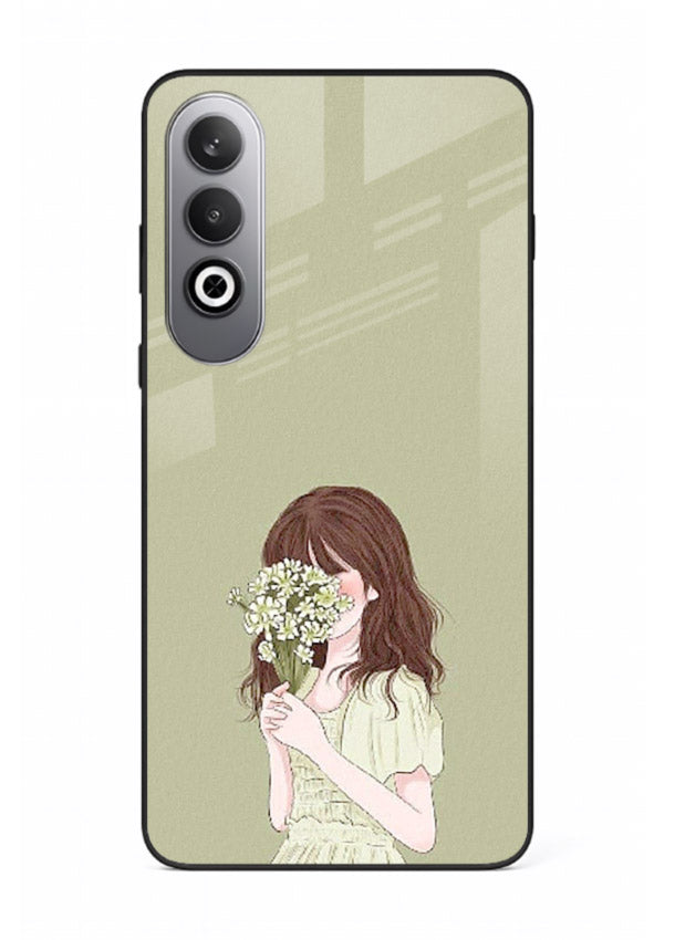 Shy Flower Girl soft floral artwork OnePlus Nord CE4 glass back cover
