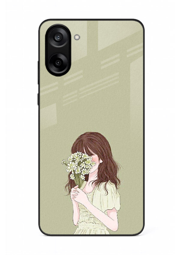 Shy Flower Girl soft floral artwork OnePlus Nord CE5 glass back cover