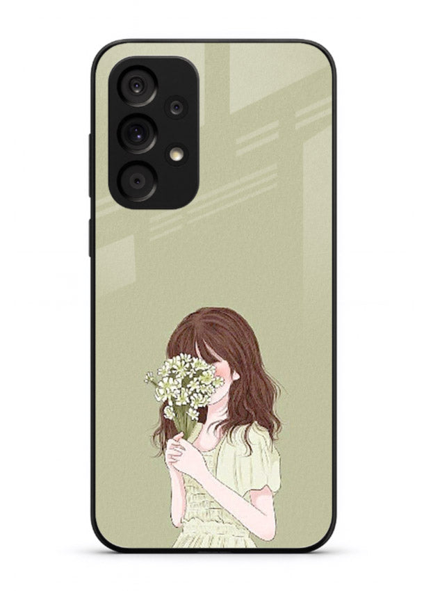 Shy Flower Girl soft floral artwork Samsung A23 5G glass back cover