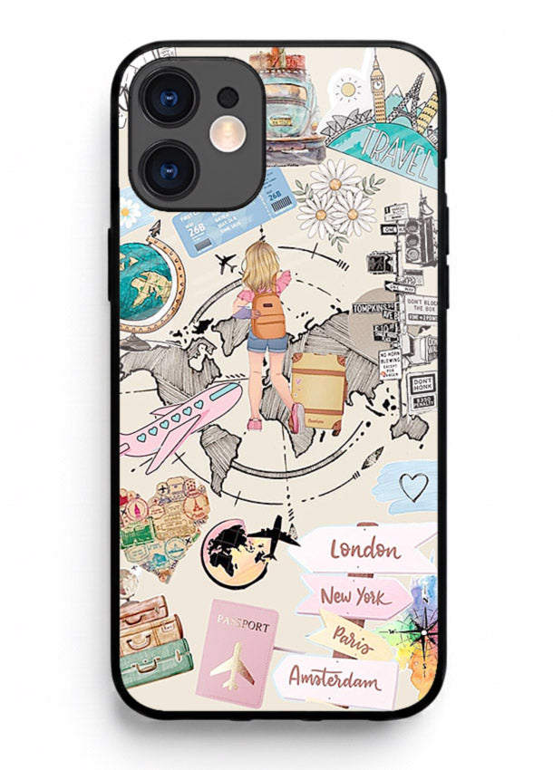 Sitting On Globe illustration iphone 12 glass back cover