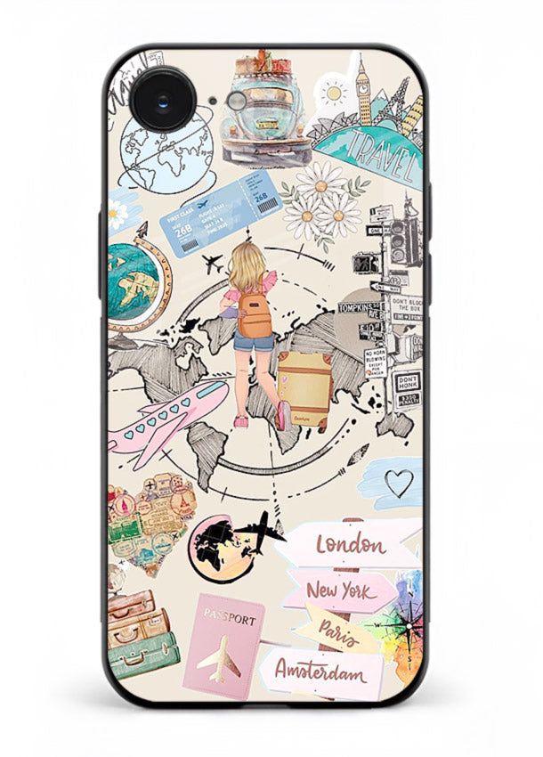 Sitting On Globe illustration iphone 16e glass back cover