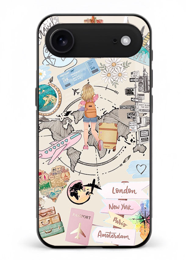 Sitting On Globe illustration iphone 18 air glass back cover