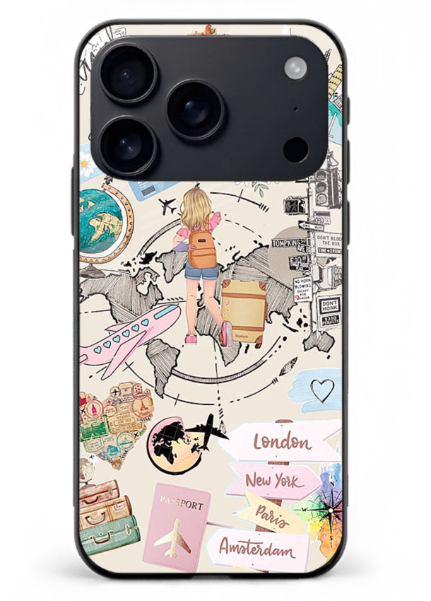 Sitting On Globe illustration iphone 18 pro max glass back cover