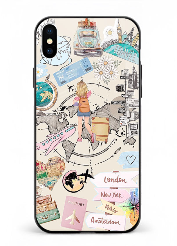 Sitting On Globe illustration iphone xs max glass back cover