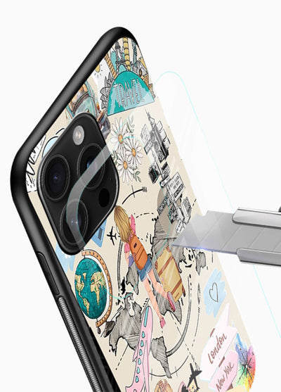 Sitting On Globe illustration glossy vibrant premium glass back cover - Angle Blade