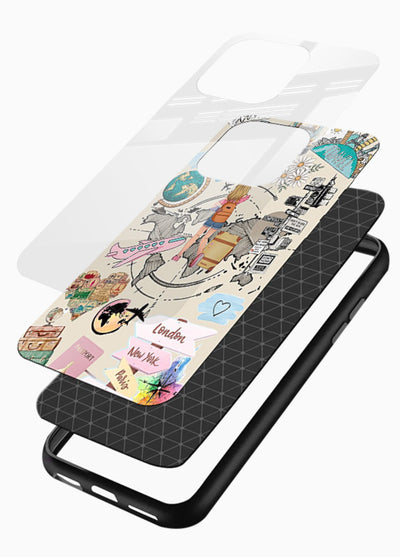 Sitting On Globe illustration glossy vibrant premium glass back cover - Angle Layers