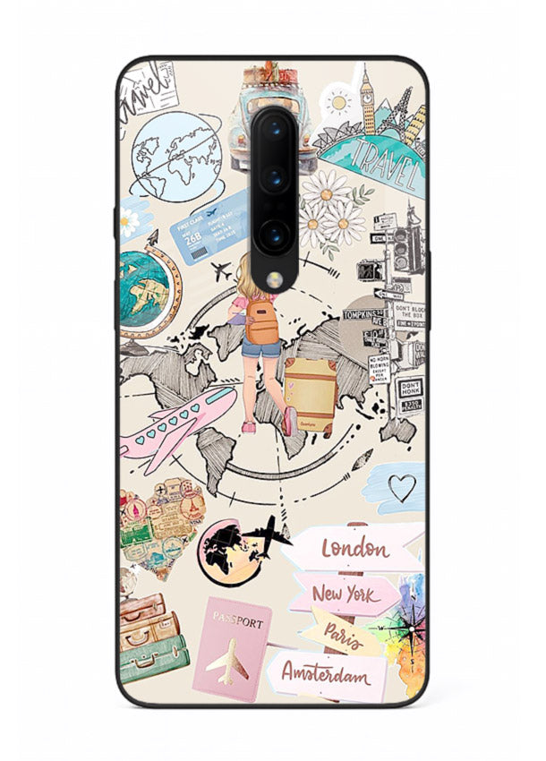 Sitting On Globe illustration OnePlus 8 glass back cover