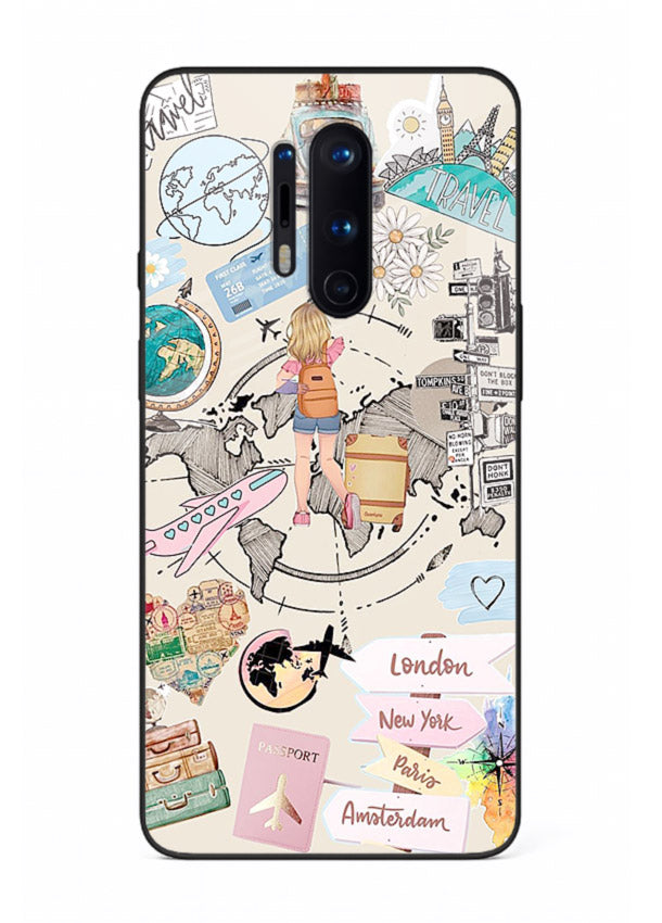 Sitting On Globe illustration OnePlus 8 Pro glass back cover