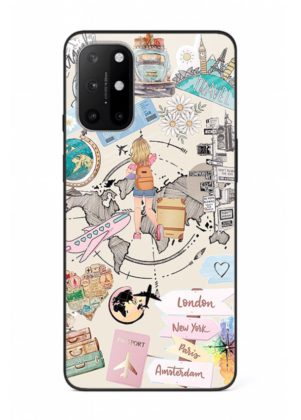 Sitting On Globe illustration OnePlus 8T glass back cover