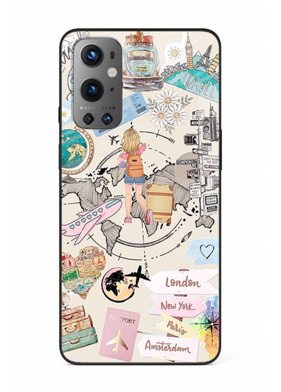 Sitting On Globe illustration OnePlus 9 glass back cover