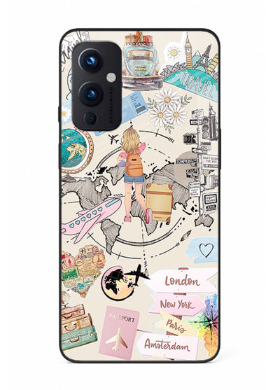 Sitting On Globe illustration OnePlus 9 Pro glass back cover