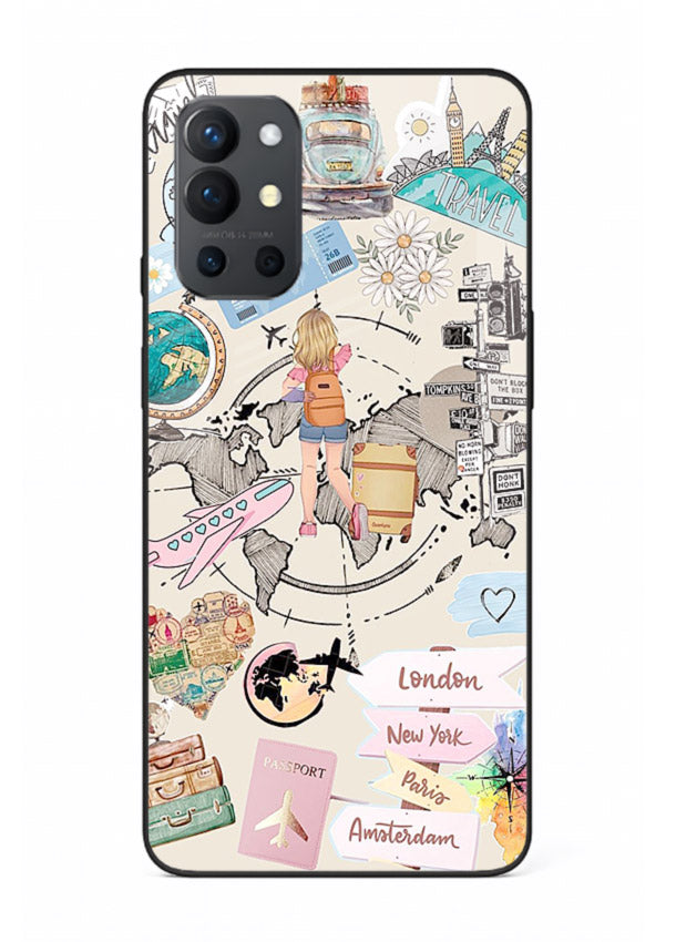 Sitting On Globe illustration OnePlus 9R glass back cover