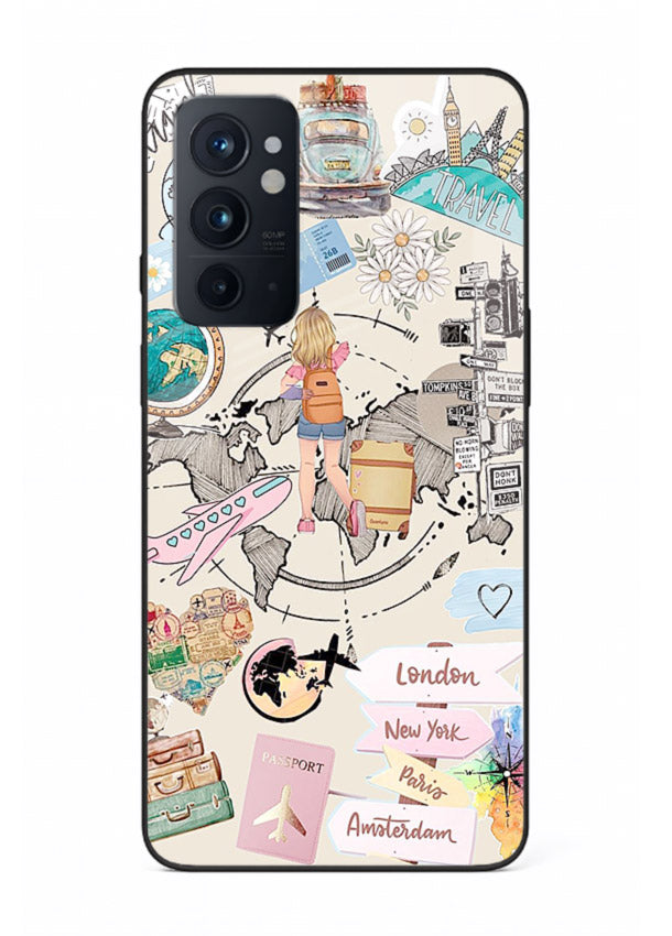 Sitting On Globe illustration OnePlus 9RT glass back cover