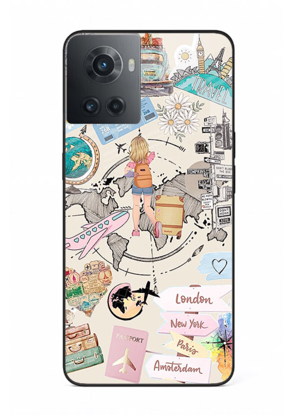 Sitting On Globe illustration OnePlus 10R glass back cover