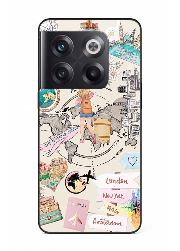 Sitting On Globe illustration OnePlus 10T glass back cover