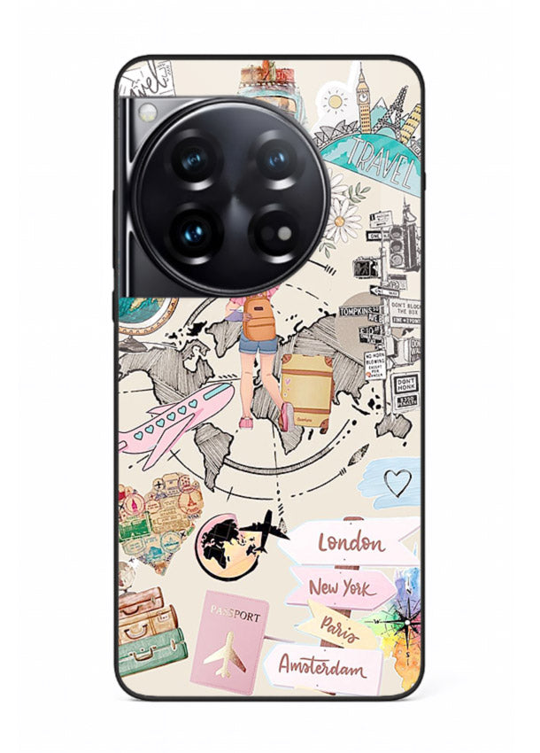 Sitting On Globe illustration OnePlus 12 glass back cover