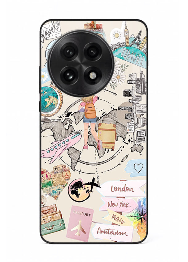 Sitting On Globe illustration OnePlus 13 glass back cover