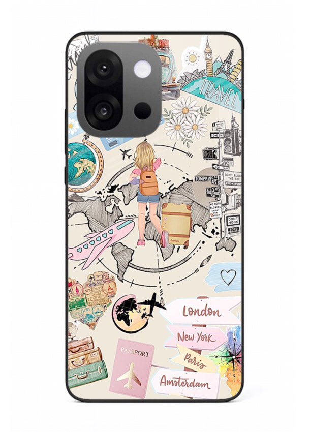 Sitting On Globe illustration OnePlus 13s glass back cover