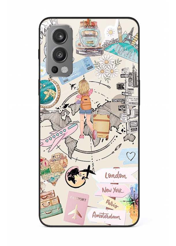 Sitting On Globe illustration OnePlus Nord 2 glass back cover