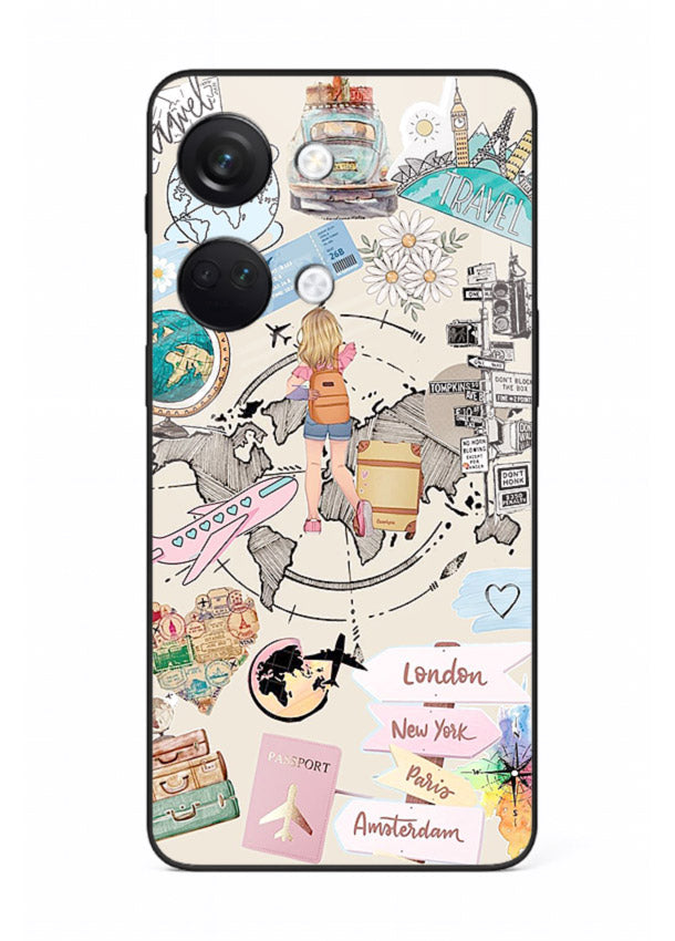 Sitting On Globe illustration OnePlus Nord 3 glass back cover