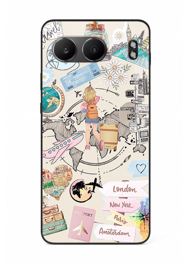 Sitting On Globe illustration OnePlus Nord 4 glass back cover